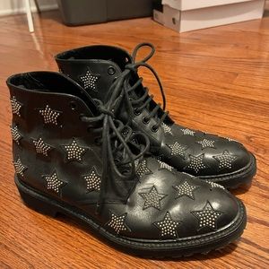Saint Laurent star studded combat boot 38.5